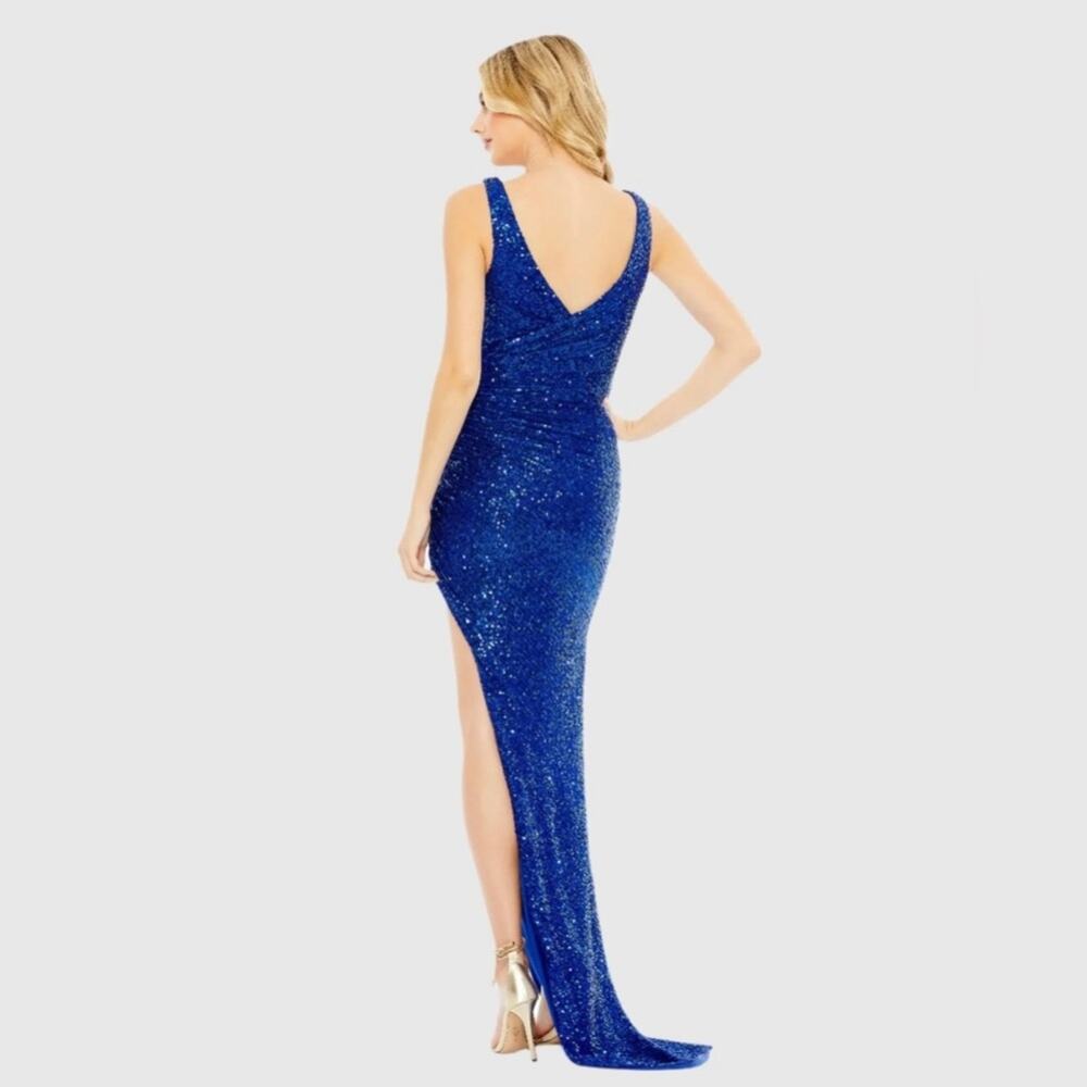 Mac Duggal Sequined Draped Faux Wrap A11275 Hem Gown Maxi Dress size 2 D1 - Picture 8 of 9